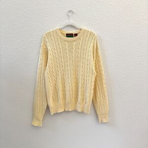 Vintage Butter Yellow Cable Knit Cotton Sweater